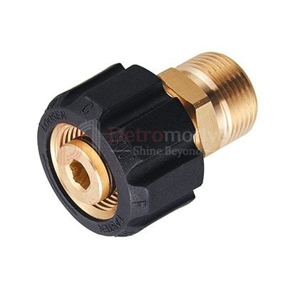 Connector M22/14 F→3/8 M — Brass + Rubber